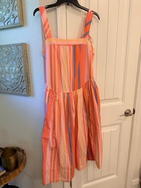 Free People Coral Pink Multicolor Striped Sundress